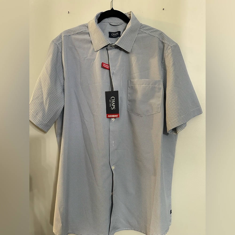 Chaps Men's Blue Checkered Shirt XL Button-downed NWT